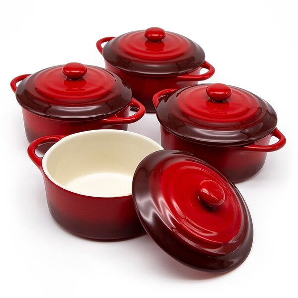 Kook 12 Oz Ceramic Oval Mini Casseroles Dishes With Lids And Reviews Wayfair